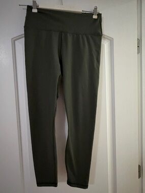 Fabletics Olive Green Leggings with Coral Accent
